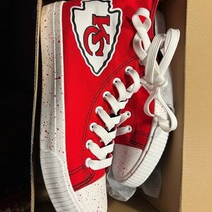 NFL Red and White High-Top Sneakers